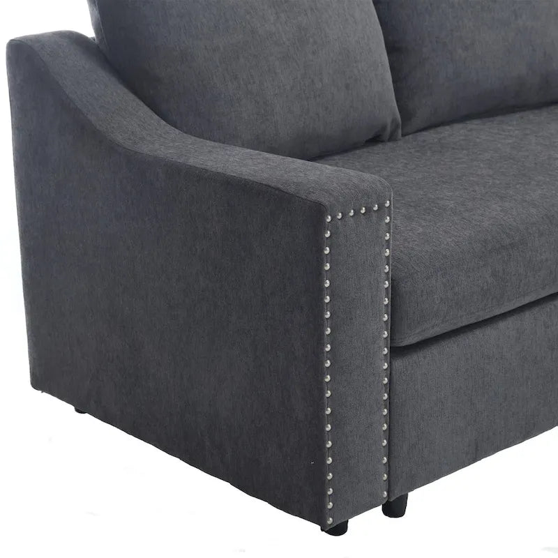 81.5 L-Shaped 5-Seat Sectional Sofa with Pull-Out Bed and 6 Cushions, Multifunctional Corner Couch for Living Area