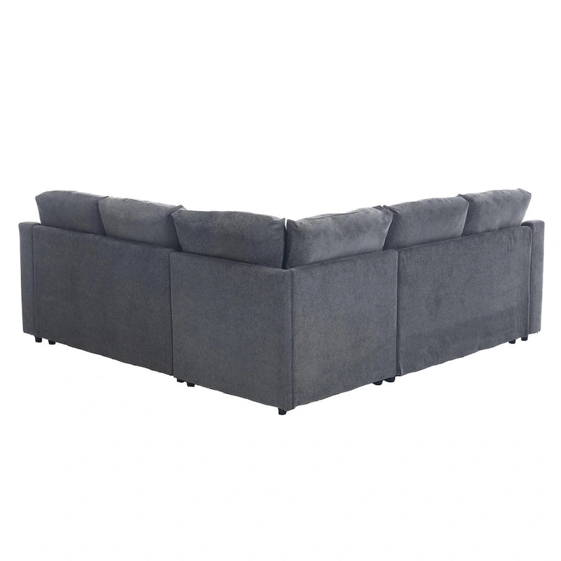 81.5 L-Shaped 5-Seat Sectional Sofa with Pull-Out Bed and 6 Cushions, Multifunctional Corner Couch for Living Area