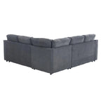 81.5 L-Shaped 5-Seat Sectional Sofa with Pull-Out Bed and 6 Cushions, Multifunctional Corner Couch for Living Area