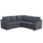 81.5 L-Shaped 5-Seat Sectional Sofa with Pull-Out Bed and 6 Cushions, Multifunctional Corner Couch for Living Area