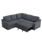 81.5 L-Shaped 5-Seat Sectional Sofa with Pull-Out Bed and 6 Cushions, Multifunctional Corner Couch for Living Area