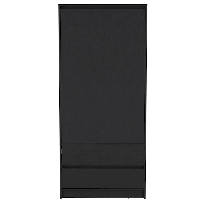 20.47 Modern Double-door Armoire with Hanging Rod and Two Drawers for Bedroom