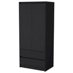 20.47 Modern Double-door Armoire with Hanging Rod and Two Drawers for Bedroom