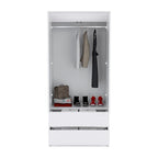 20.47 Modern Double-door Armoire with Hanging Rod and Two Drawers for Bedroom