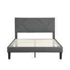 Queen Size Upholstered Bed with Strong Wood Slat Support