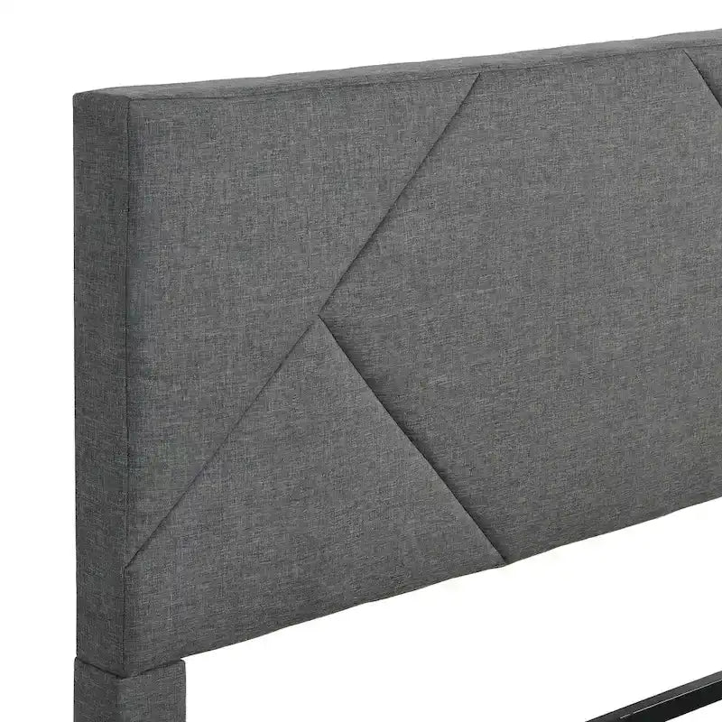 Queen Size Upholstered Bed with Strong Wood Slat Support