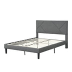 Queen Size Upholstered Bed with Strong Wood Slat Support