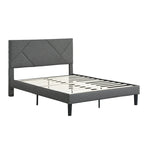 Queen Size Upholstered Bed with Strong Wood Slat Support