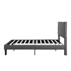 Queen Size Upholstered Bed with Strong Wood Slat Support
