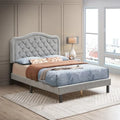 Queen Size Button Tufted Bed with Strong Wood Slat Support