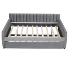 Velvet Daybed with Trundle & Wood Slats