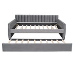 Velvet Daybed with Trundle & Wood Slats