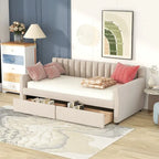 Velvet Daybed with Trundle & Wood Slats