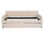 Velvet Daybed with Trundle & Wood Slats