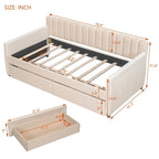 Velvet Daybed with Trundle & Wood Slats