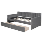 Velvet Daybed with Trundle & Wood Slats