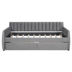 Velvet Daybed with Trundle & Wood Slats