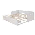 White Twin Pine Wood Extendable Daybed with 2 Storage Drawers