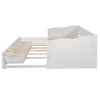 White Twin Pine Wood Extendable Daybed with 2 Storage Drawers