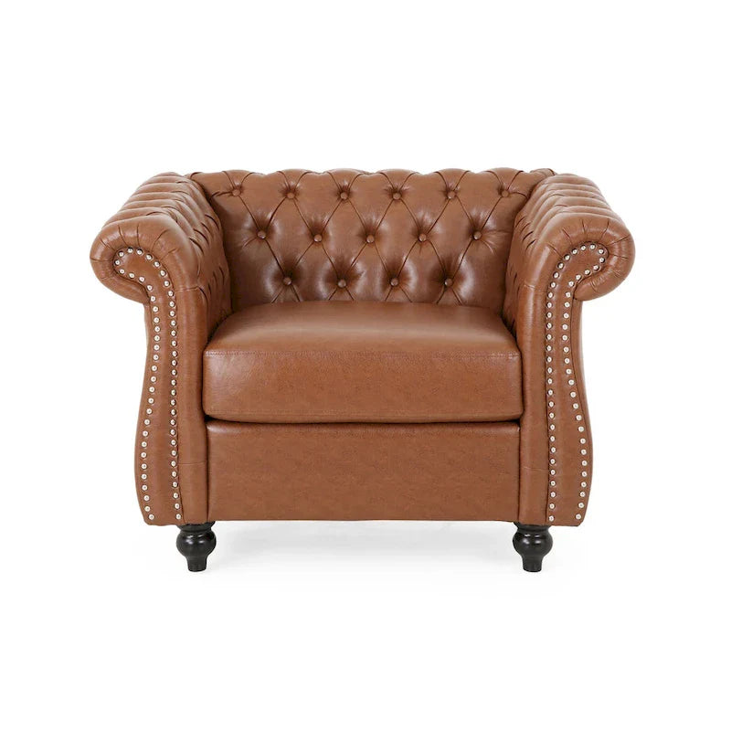 PU Tufted Accent Chair with Chesterfield Design