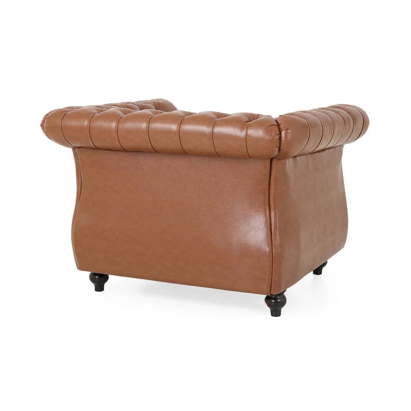 PU Tufted Accent Chair with Chesterfield Design