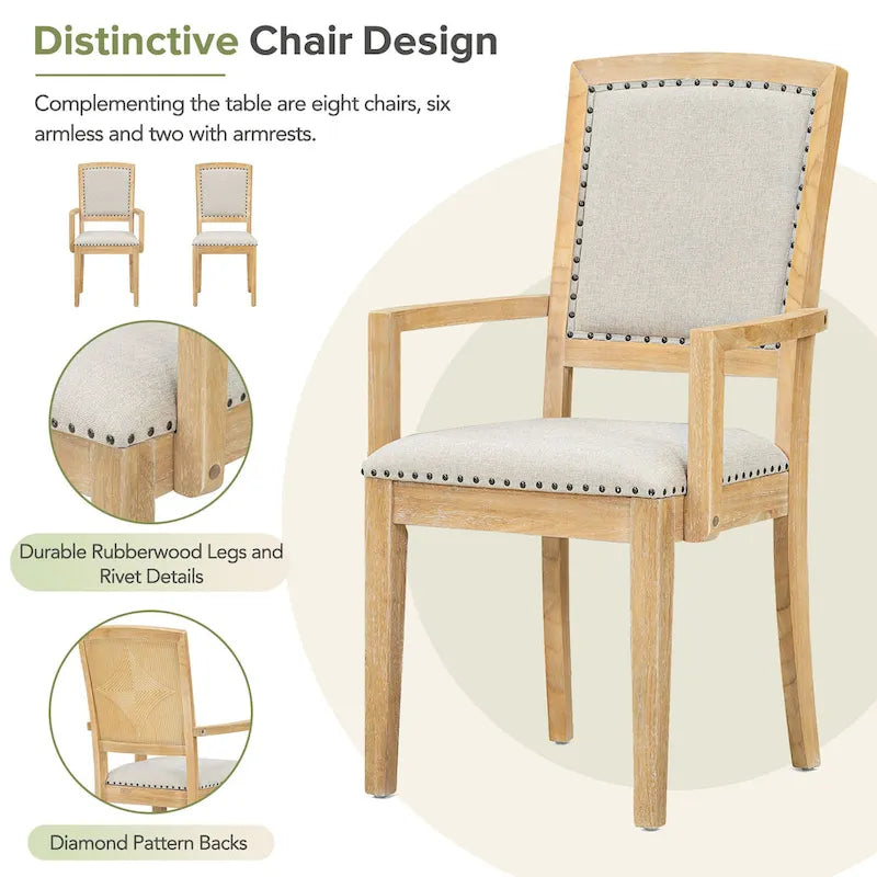 7-Piece Wooden Dining Table Set with Extendable Table & 6 Chairs