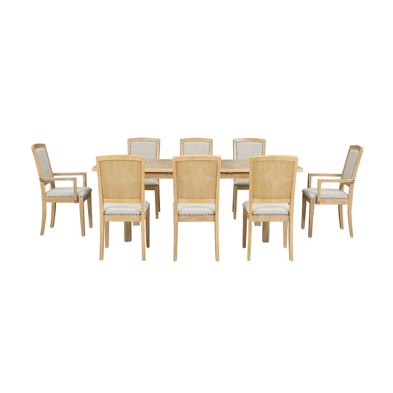 7-Piece Wooden Dining Table Set with Extendable Table & 6 Chairs