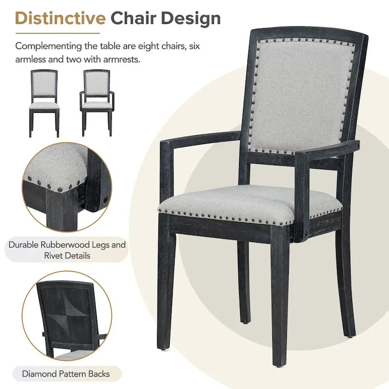 7-Piece Wooden Dining Table Set with Extendable Table & 6 Chairs