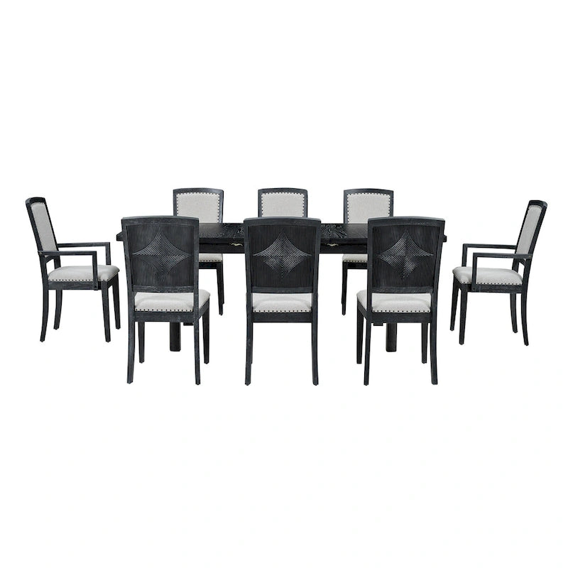 7-Piece Wooden Dining Table Set with Extendable Table & 6 Chairs