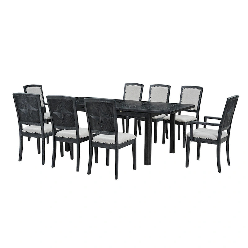 7-Piece Wooden Dining Table Set with Extendable Table & 6 Chairs