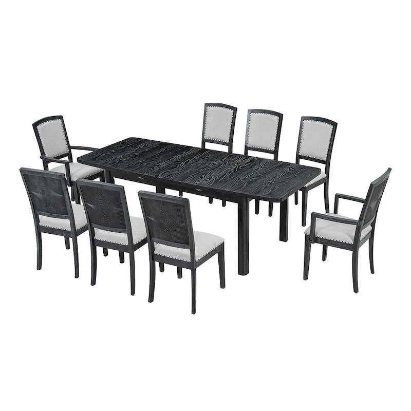 7-Piece Wooden Dining Table Set with Extendable Table & 6 Chairs
