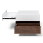 Modern Rotating Coffee Table with Two Hidden Storage Compartments and Two Drawers