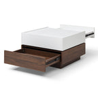 Modern Rotating Coffee Table with Two Hidden Storage Compartments and Two Drawers