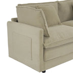6-Piece 149.6 Corduroy Upholstered U-Shaped Modular Sectional Sofa with Side Storage Pockets
