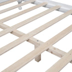Retro Style Pine Wood Platform Bed Frame with Headboard and Footboard, Wooden Slat Support