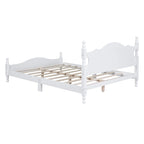 Retro Style Pine Wood Platform Bed Frame with Headboard and Footboard, Wooden Slat Support