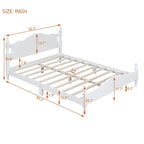 Retro Style Pine Wood Platform Bed Frame with Headboard and Footboard, Wooden Slat Support