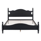 Retro Style Pine Wood Platform Bed Frame with Headboard and Footboard, Wooden Slat Support