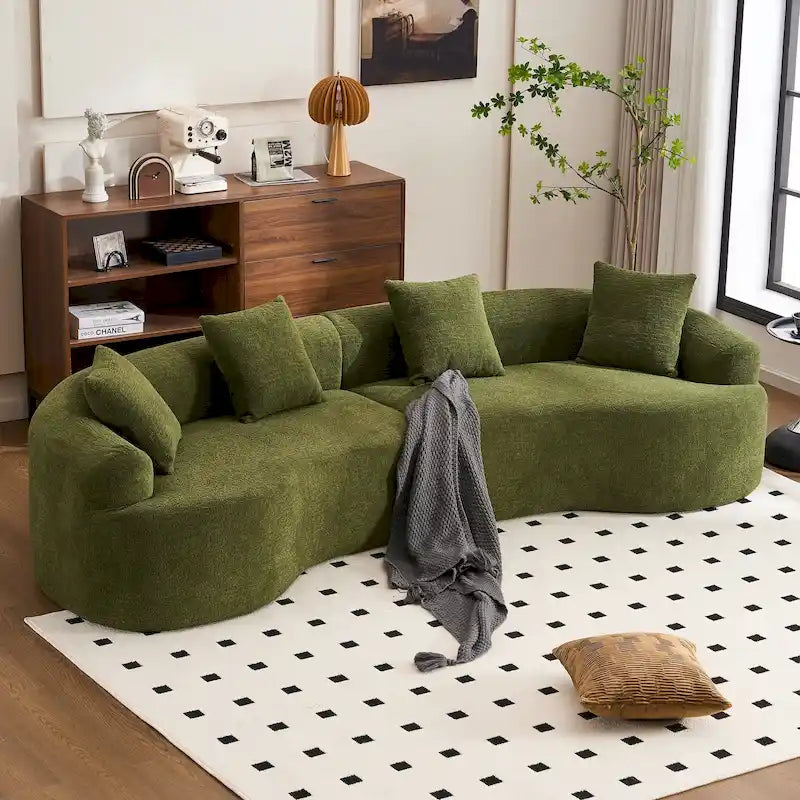 110 Foam Classic 4-Seater Sofa with 4 Pillows for Apartment