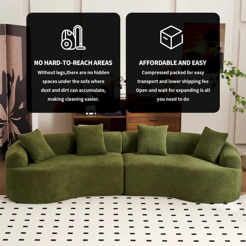 110 Foam Classic 4-Seater Sofa with 4 Pillows for Apartment