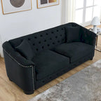 77 Chesterfield Velvet Button-tufted 3-Seater Sofa with Nailhead Decoration