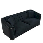 77 Chesterfield Velvet Button-tufted 3-Seater Sofa with Nailhead Decoration
