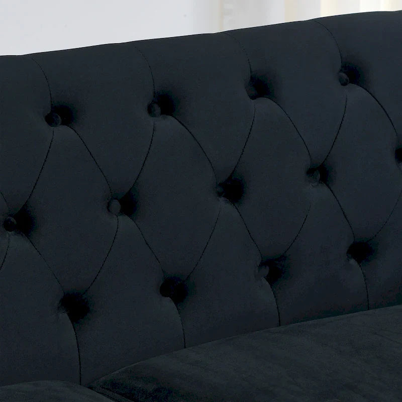 77 Chesterfield Velvet Button-tufted 3-Seater Sofa with Nailhead Decoration
