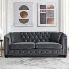 77 Chesterfield Velvet Button-tufted 3-Seater Sofa with Nailhead Decoration