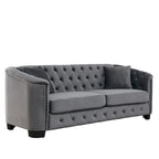 77 Chesterfield Velvet Button-tufted 3-Seater Sofa with Nailhead Decoration