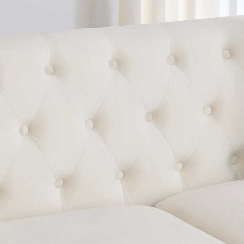 77 Chesterfield Velvet Button-tufted 3-Seater Sofa with Nailhead Decoration