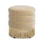 Edward 17.5 Round Upholstered Ottoman with Gold Bullion Fringe