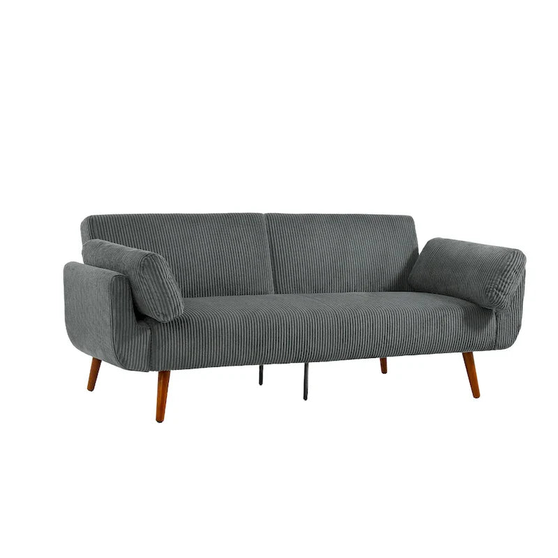 73 W Upholstered Corduroy Convertible Sleeper Sofa Bed with Pillows
