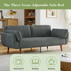 73 W Upholstered Corduroy Convertible Sleeper Sofa Bed with Pillows