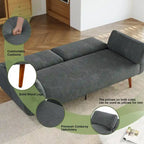 73 W Upholstered Corduroy Convertible Sleeper Sofa Bed with Pillows